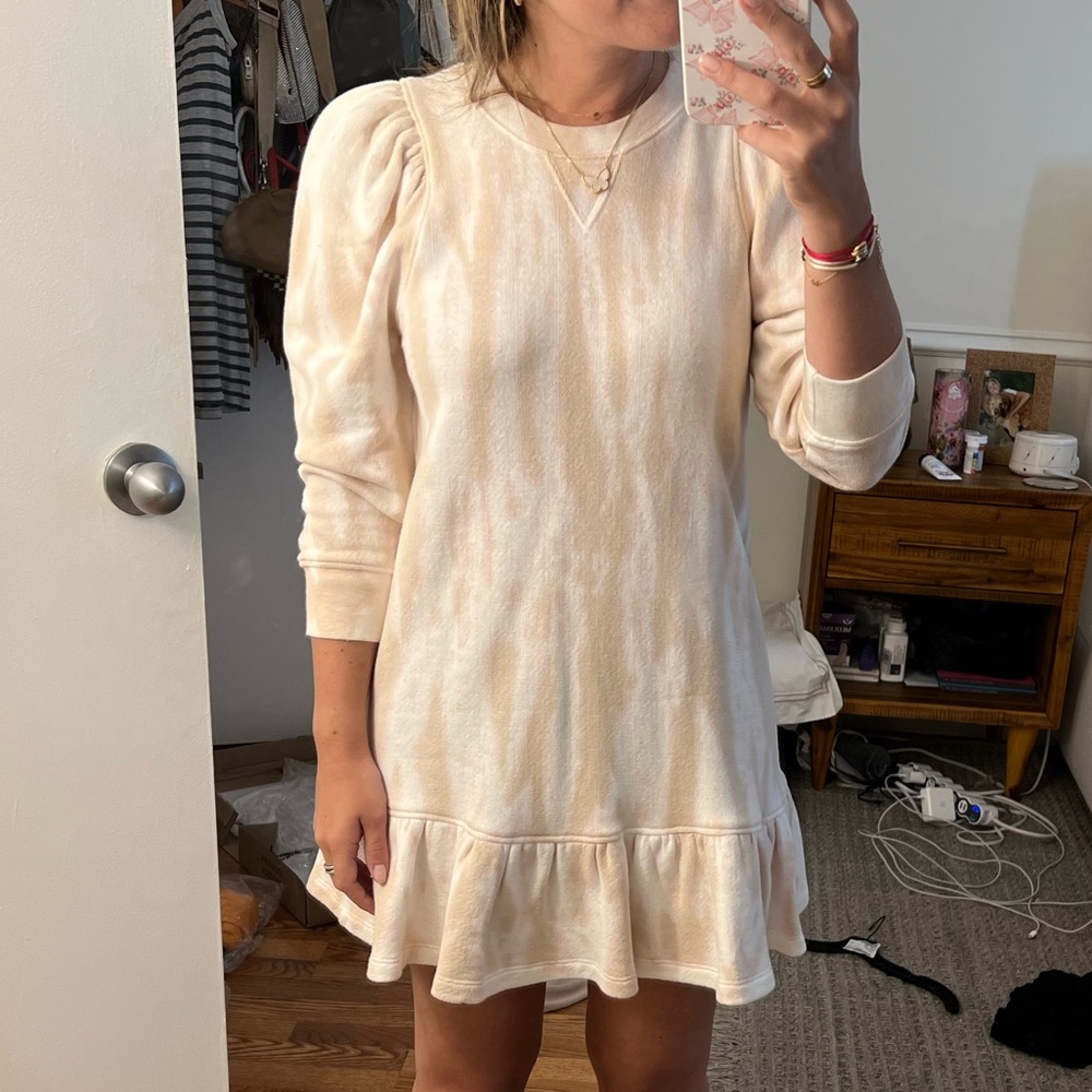 Ulla Johnson Eli Ruffled Tie-Dyed Cotton Jersey Mini Sweatshirt Dress - Picture 7 of 7